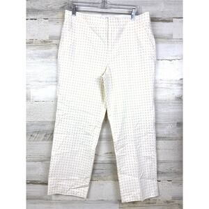 Ecru Womens 12 Tan White Square Print Flat Front Chino Casual Crop Pants NEW